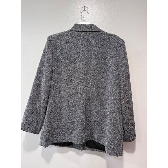 Appleseeds Vintage Womens Tweed Blazer Jacket Size 16 Black & Gray With Floral A - Picture 4 of 11